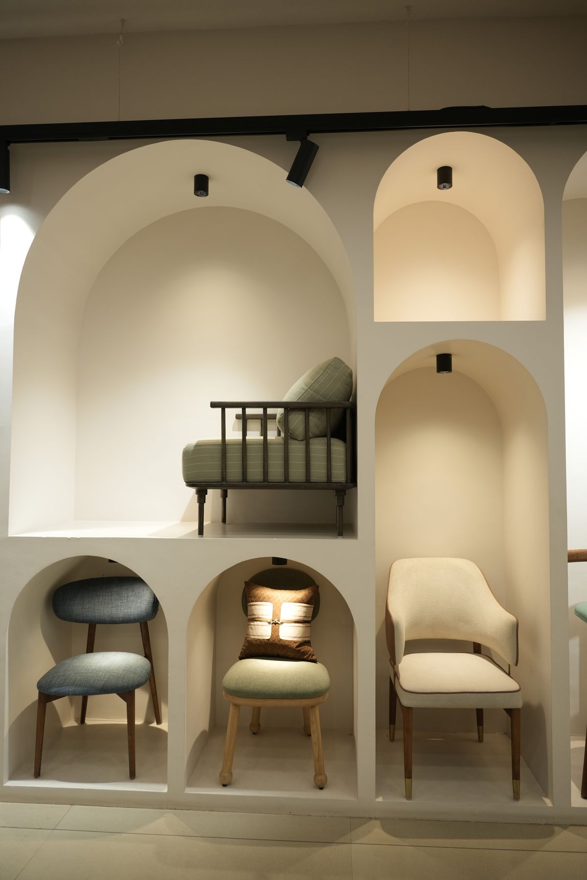 Décor and accessories corner at the Drape Shoppe Surat showroom